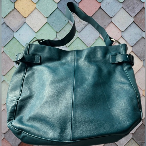 Vintage GAP Teal Leather Shoulder Bag EUC - Picture 7 of 9